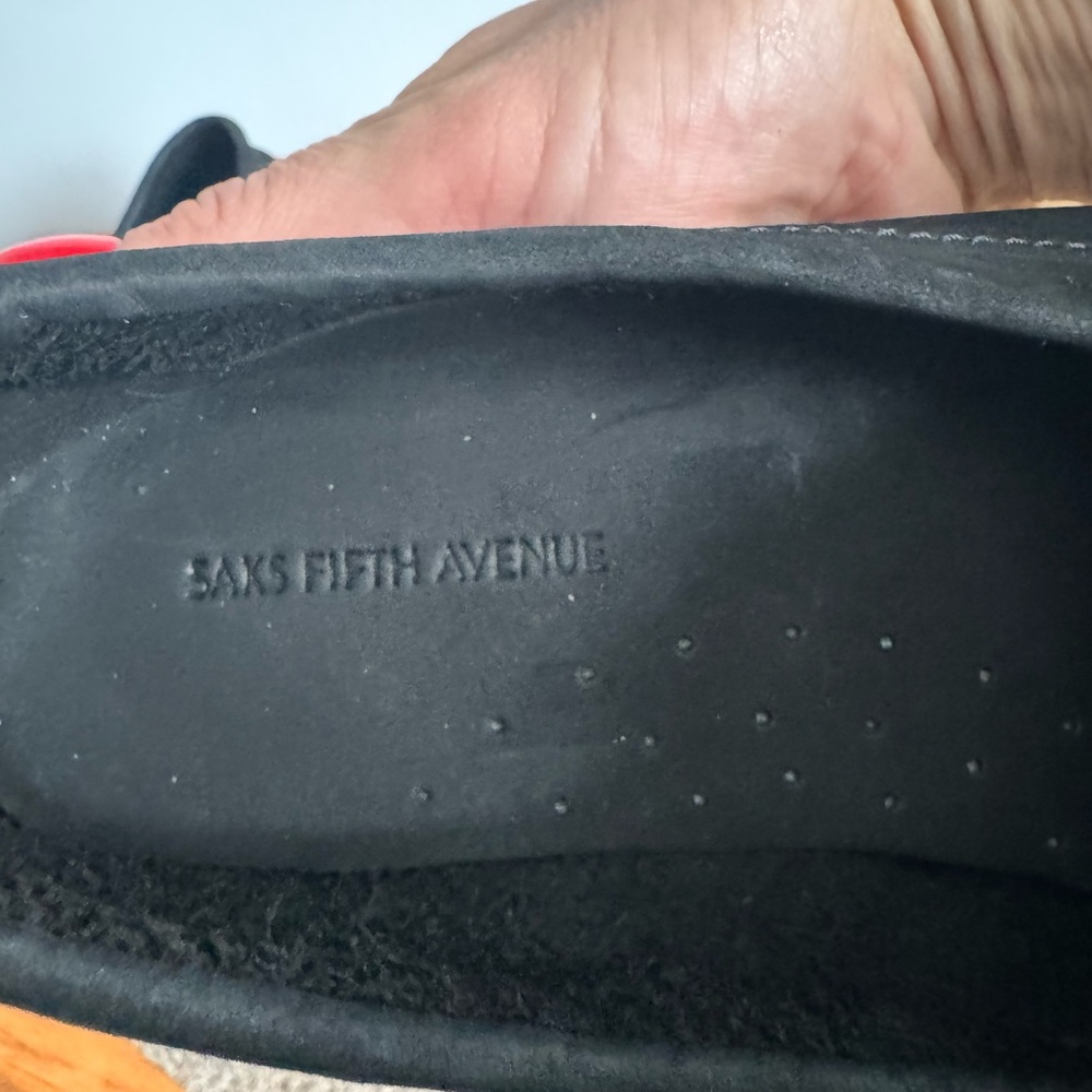 Saks Fifth Avenue Black Loafers with Silver Accents - Picture 3 of 7